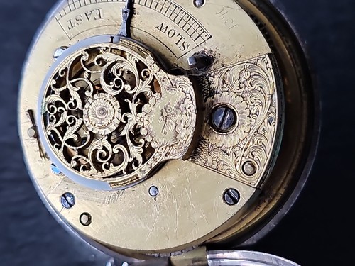 Antik London Spindel Taschenuhr Silber Doppelgehäuse - Spz4 - Picture 10 of 24
