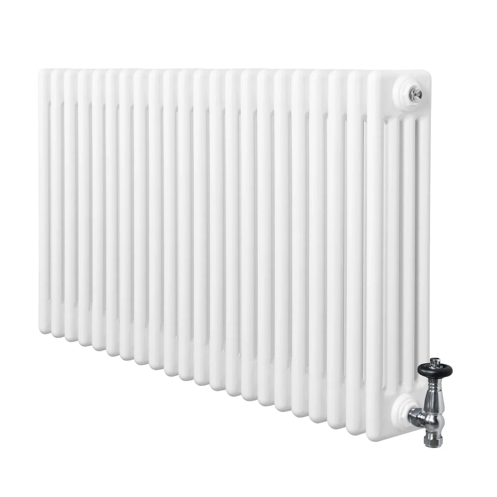 Traditional 4 Column Radiator 600mm x 1010mm & TRV Chrome Valves