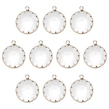 10PCS 20x20mm Glass Charm Pendants Round Charm Transparent Gold Border