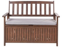 Gartenbank Dunkles Akazienholz Mit Stauraum Auflage Grau 120Cm Sovana