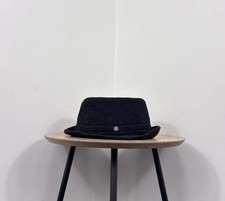 Lierys Harris Tweed Black Wool Trilby Fedora Hat L