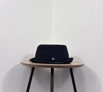 Lierys Harris Tweed Black Wool Trilby Fedora Hat L