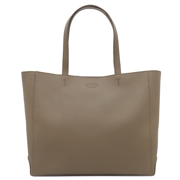 TODS Tote Bag Medium leather shopping bag Calfskin  beige SilverMetal Hand