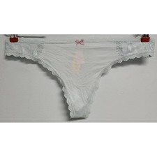 Victoria's Secret Thong Womens Large Blue Icy Pink Bow New Tags Lace Panty