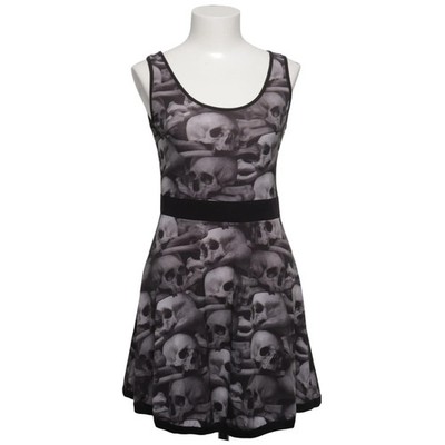 Kreepsville 666, Kleid, Größe: L, Grau/Schwarz, Elasthan/Polyester, Print #cej
