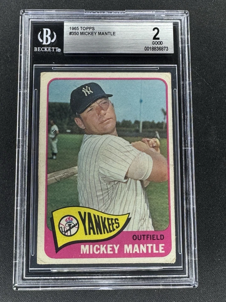 1965 topps mickey mantle#350 Beckett Graded Collectors Item! Rare Beckett Grade - Image 3 of 4