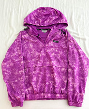 Reebok Running Purple Tie-Dye 1/4 Zip Hooded Hoodie w/ Pockets Women L