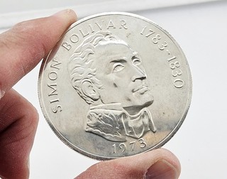 1973 Panama 20 Balboas Large Silver Coin Simon Bolivar 132g .925 Silver