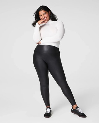 NEW Spanx Leggings Fleece Lined Faux Leather - Women s MEDIUM TALL Black Retired