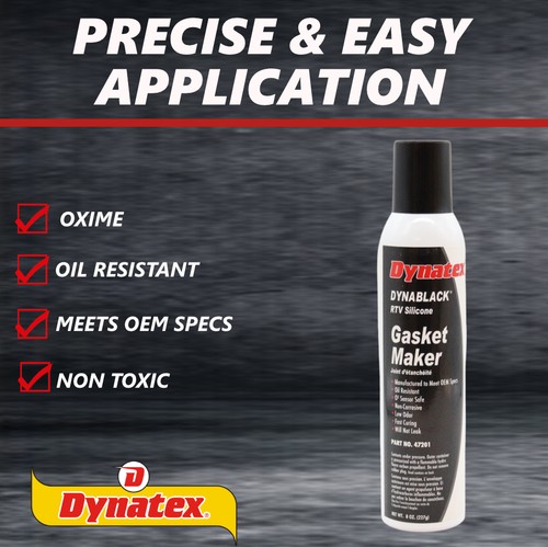 Dynatex DynaBlack RTV Silicone Gasket Maker, 8oz Auto Can Made in USA (10-Pack) - Photo 8/9