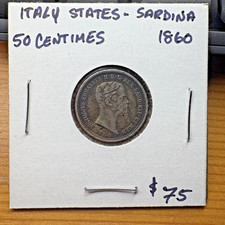 Italy States-Sardina 1860 50 Centimes