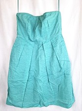 J. Crew Strapless Dress Fit Flare Turquoise Cotton Sz 12