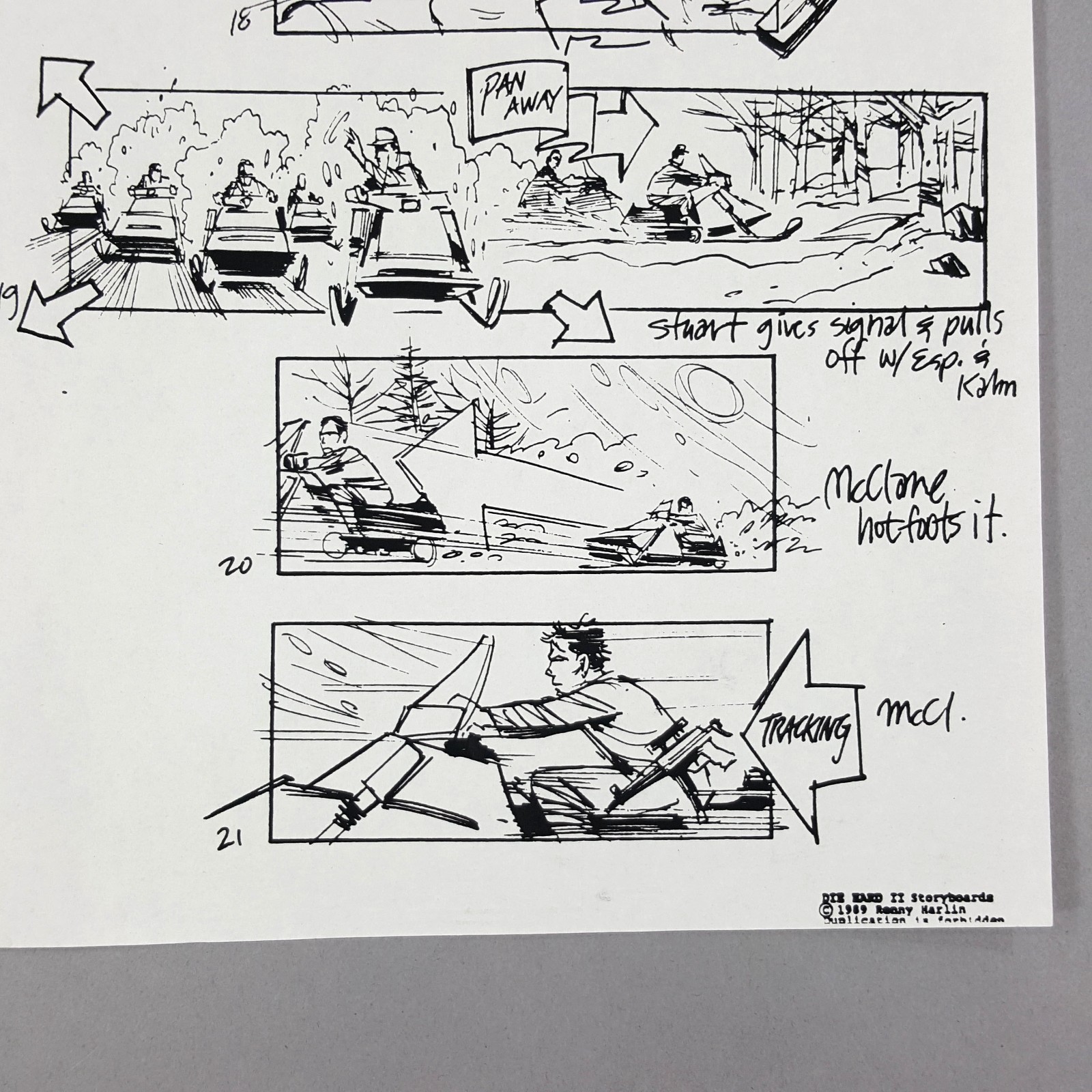 Image 6 of Die Hard 2 - Production Used Storyboard, Bruce Willis Snowmobile Chase, Prop 7