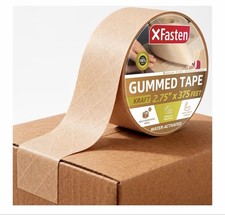 XFasten Reinforced Gummed Kraft Paper Packing Tape 2.75" x 375 Feet 1 Roll