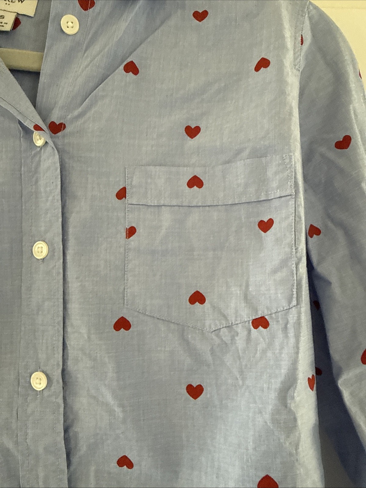 Jcrew Red Hearts Small EUC Printed button-up shir… - image 4