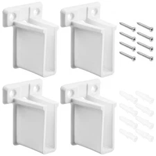 4 PCS Plastic Wire Shelf End Brackets Wall Mount Corner Support with Screws