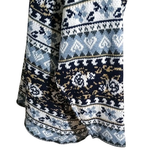 Arielle Ski Sweater Fair Isle Nordic Knit Blue White Glitter Long Sleeve Large - Picture 8 of 15