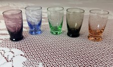 MCM Etched Multi-Color Cordial Shot Glasses -...