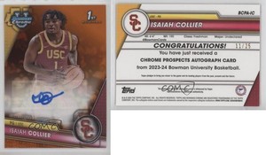 2023 Bowman U Chrome Prospect Orange Refractor /25 Isaiah Collier #BCPA-IC Auto
