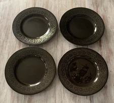 4 Vtg 60s Laveno Diamondstone Green Daisy Margherita MCM Dinner Plates A. Campi