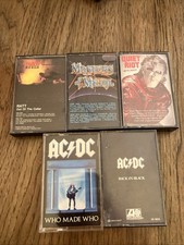 80's Metal  Hard Rock Cassette LOT x5 RATT Quiet Riot AC/DC Masters of Metal