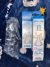 ANTI-COLIC NIPPLE Dr Brown NARROW PREEMIE FLOW Set of 6 BPA FREE for Bottle 0m 