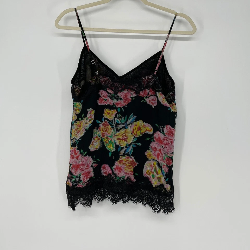Ella Moss 100% Silk Black Floral Lace Trim Cami Top Tank Women's Size S Y2K - Image 2 of 4