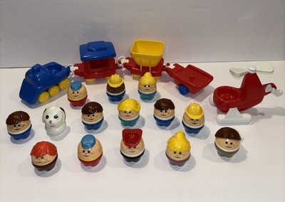 Vintage Little Tikes Toddle Tots Lot Of 14 People, Train & Helicopter ￼