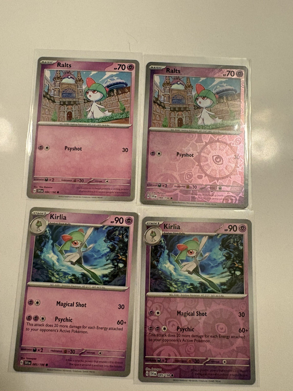 Ralts 84/198 & Kirlia 85/198 Pokemon Scarlet & Violet - 4 Card Lot 