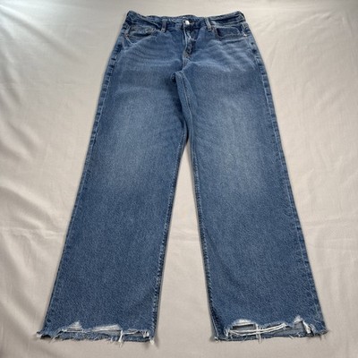 American Eagle Curvy Stovepipe Jeans Women s 6 Medium Blue Denim Wash Distressed