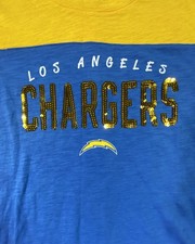 NEW NFL Team Apparel Womens Shirt XL Shimmer Sequins Los Angeles Chargers Dazzle