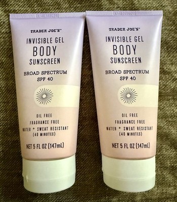 2 Pack Trader Joe s Invisible Gel Body Sunscreen Ex 7/2027 Supergoop Dupe SPF 40