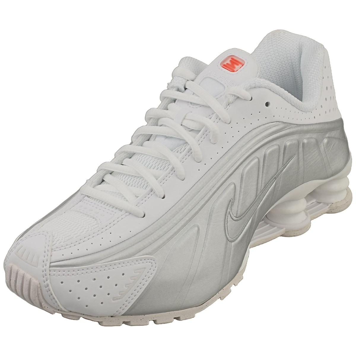 Nike Shox R4 Womens Fashion Sneakers in White Silver - 9.5