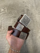 Vintage Brighton Leather Belt Rustic size M Unisex Solid Brass Hardware