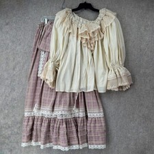 True VTG Prairie Dress Blouse  Skirt Lace Ruffle Edwardian Victorian Cottage