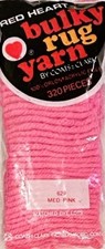  629 Medium Pink - Red Heart Bulky Rug Yarn, Latch Hook, 320 pieces, acrylic