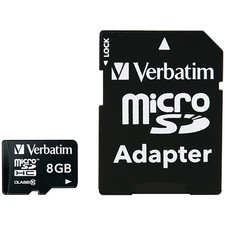 VERBATIM Class 10 microSDHC Card with Adapter 8 GB