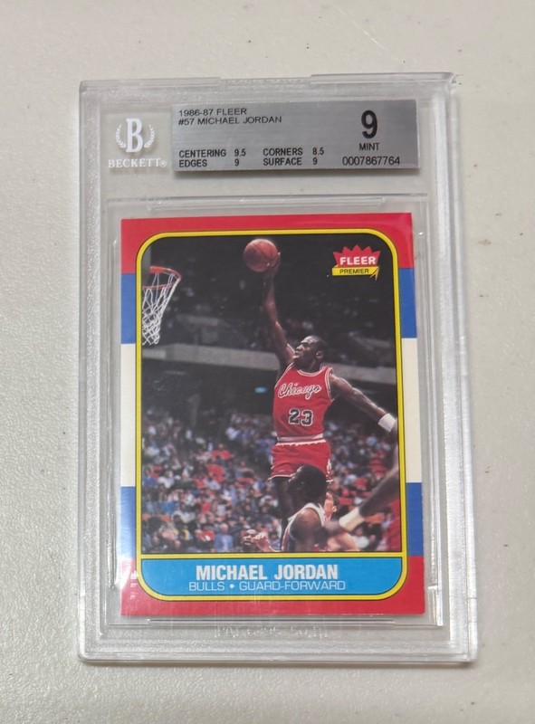 1986 Fleer Basketball #57 Michael Jordan RC Rookie BGS 9 Mint with 9.5 Centering