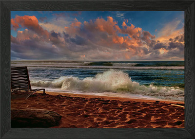 Gerahmtes Wandbild Poster Leinwanddruck Bild Sonnenaufgang Kauai Shores Hotel