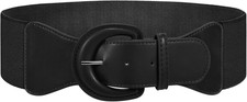 Women Retro Wide Elastic Belt Stretchy Waist Belt, Vintage Chunky Buckle Belts f