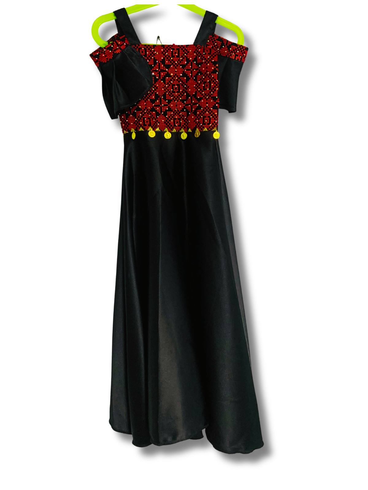 Festive Girl’s Maxi thoub Dress with Red Beads & Gold Accessories | Age 5–6 Y image 3