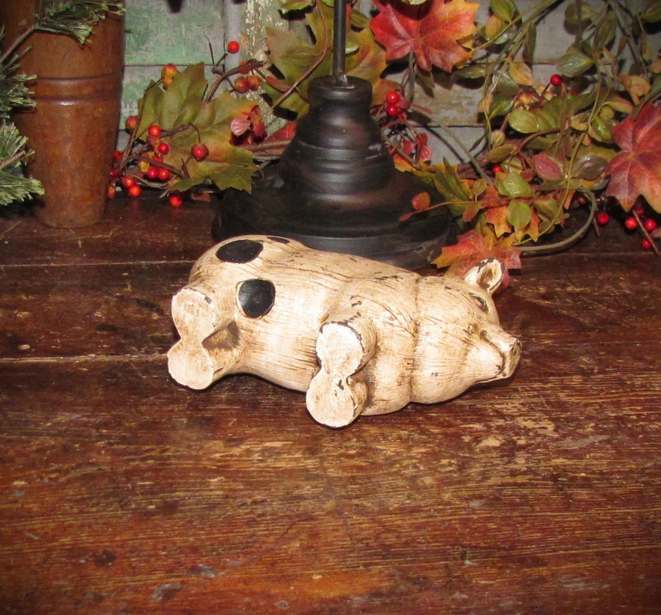 Primitive Resin Rustic Destressed Country Vtg Style Farm House Barnyard Pig Hog - Image 4 of 4