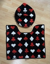 ZESTAW TOALETOWY ŁAZIENKOWY SERCE PIK W KRATKĘ POKROWIEC NA KARTY DO GRY MOTYWY