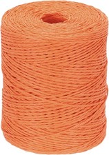 Natural Cotton Raffia Yarn 328 Yards for Crochet, DIY Projects - Orange