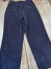 ALFRED DUNNER Women's Navy Blue Corduroy Pull-on Pants SZ 10 Elastic Waist