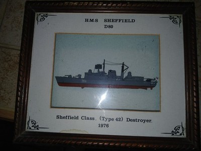 HMS SHEFFIELD TYP 42 ZERSTÖRER GERAHMTES MODELL - GUTER GEBRAUCHTER ZUSTAND