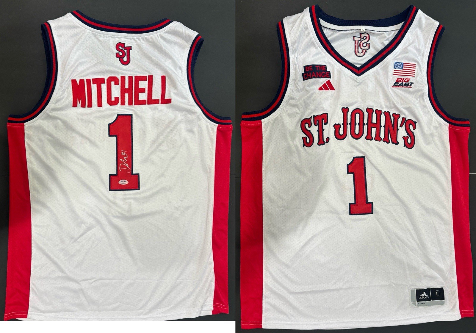 Dillon Mitchell Autographed/Signed St. John's Red Storm White Jersey PSA Auto!