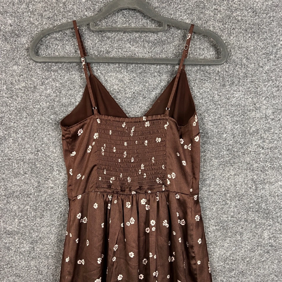 Abercrombie & Fitch Brown Floral Print Button Front Cami Midi Dress XS - Image 3 of 4