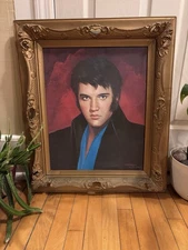 Vintage 70s Original Elvis Presley Oil Painting / Portrait By Lawrence Williams