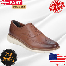 Men s Casual Brogue Dress Shoes Formal Lace-Up Office Wedding Footwear Fast Ship